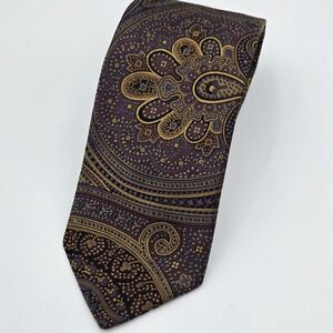 Robert Talbott Best‎ of Class Silk Tie Paisley Maroon Gold Navy 62" USA Handsewn